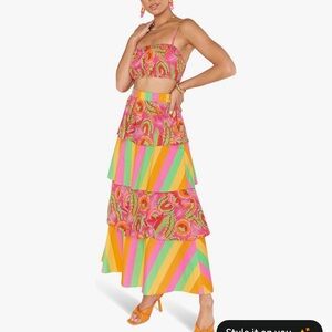 Show Me Your Mumu Womens Full Swing Skirt & matching bra top— sold as a set **